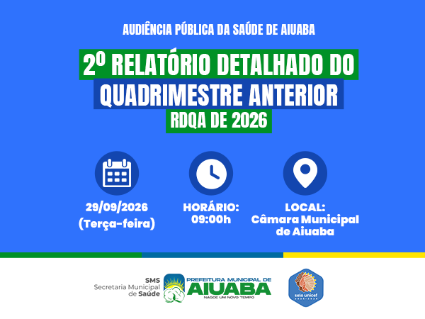Aiuaba realizará Audiência Pública da Saúde para apresentação do relatório do 2º quadrimestre de 20 [...]